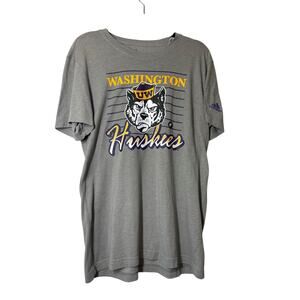 UW University of Washington Huskies T-Shirt Adidas Mens Medium Short Sleeve Gray